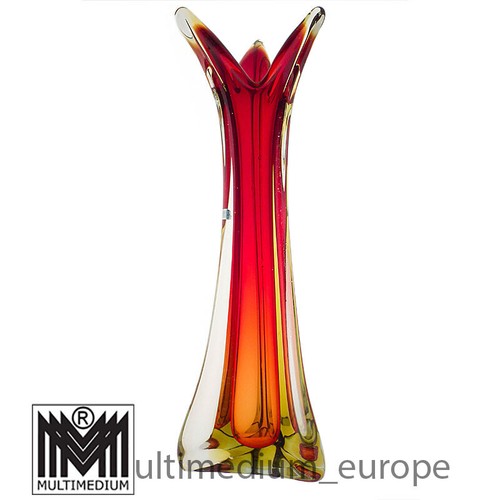 Große 40 cm Murano Sommerso Glas Vase Alessandro Mandruzzato Rot Grün Vintage - Bild 4 von 8