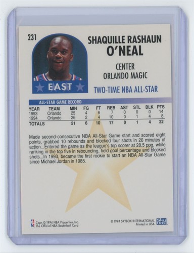 1994-95 NBA Hoops Shaquille O'Neal Basketball Card #231 - Picture 2 of 2