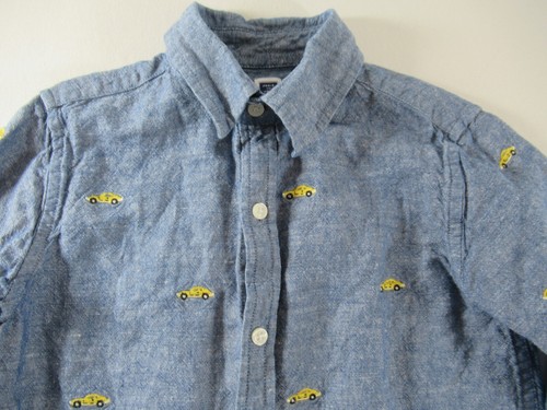 Janie and Jack Embroidered Chambray Shirt Boys Size 6 Linen/Cotton Long Sleeve - Picture 2 of 6