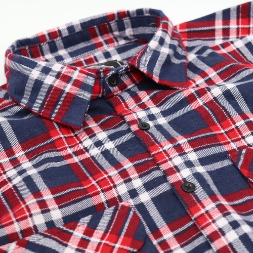 Men's 100% Cotton Flannelette Shirt Long Sleeve Plaid Check Flannel w Pockets - Picture 34 of 86