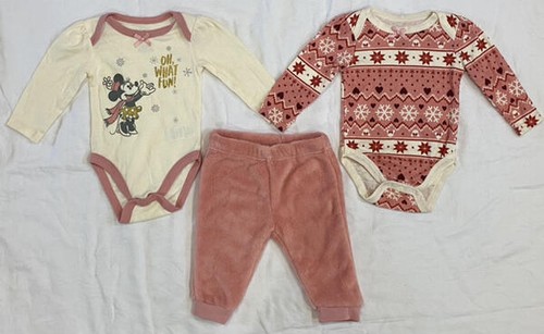 Adorabili camicie e pantaloni bambina Disney Minnie Mouse 3 pezzi taglia 6-9 mesi nuovi senza etichette - Foto 1 di 8