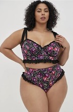 NWT Torrid Plus Size 2 2X 18/20 LONGLINE UNLINED UNDERWIRE SATIN BRA - FLORAL