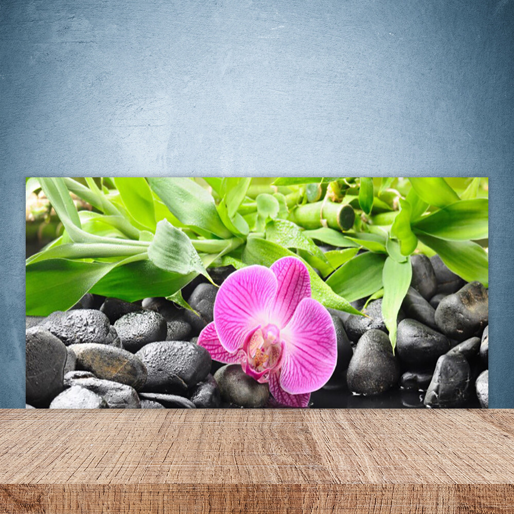 Crédence de cuisine en verre 100x50 cm motif floral pour protection murale
