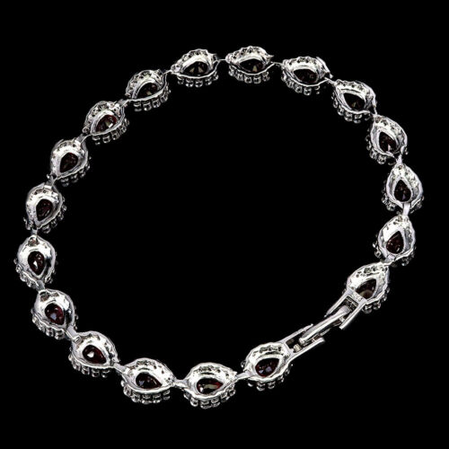 Summer 925 Silver Bracelet Pear Ruby Natural Gemstone jewelry 7.5inches - Picture 3 of 13
