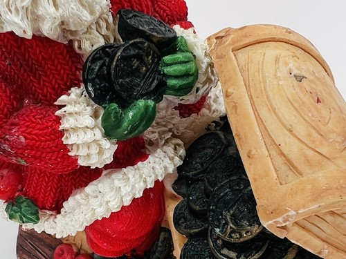 Statua cava in resina Babbo Natale decorazione natalizia scrigno monete alto 5,5" - Foto 5 di 6