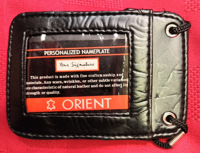 NEW ORIENT BLACK FLUX LEATHER NECK ID BAGE HOLDER W/ BUTTON POUCH 5X31/2