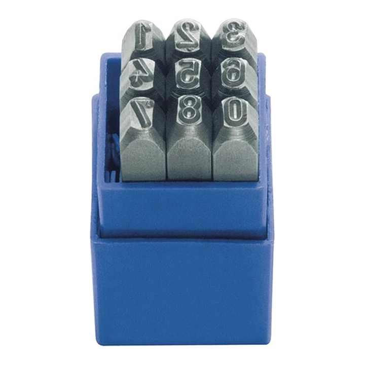 Turnus Schlagzahlensatz 328 9-tlg.Zahlen 0-9 Schrift-H.8mm in Ku.-Box330