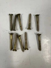 Brass Wood Screws Slotted Flat Head Vintage NOS Solid 1-7/16" Lot of 10 per pack
