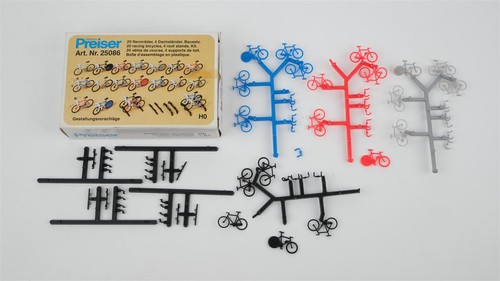 Preiser H0 25086 bicicletas, 20 piezas (bicicletas de carreras + soporte de techo) | Zustand: Gebraucht