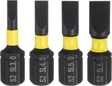 HARFINGTON 4pcs SL3/SL4/SL5/SL6 Slotted Screwdriver Bit 1/4" Hex Shank... 