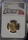 2022 US 1/4 oz $10 Gold Eagle NGC MS70 Everhart Signed.