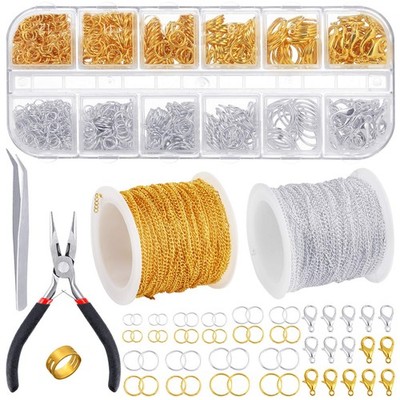 PP OPOUNT 65 Feet Jewelry Chains Necklace 2 2 Rolls, Gold and Silver