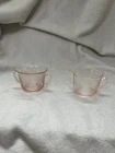 Pink depression glass Dogwood pattern creamer and open sugar bowl