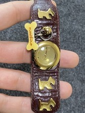 Orologio Moschino I Love Dogs cinturino pelle tono oro quarzo COSÌ COM'È vintage