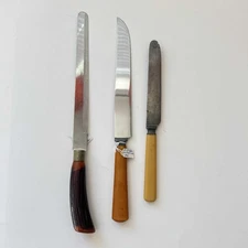 SET OF 3 VINTAGE SLICING KNIVES STAINLESS STEEL- WESTALL RICHARDSON SHEFFIELD