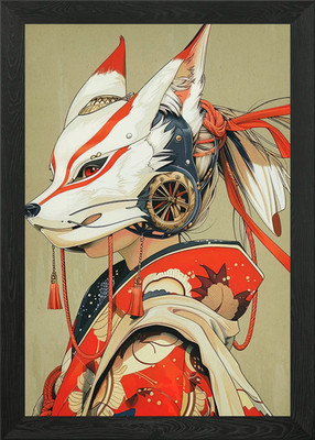 Fox Mask Geisha Digital Art Gerahmtes Wandbild Poster Leinwanddruck Bild