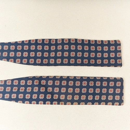 Vintage Silk Bow Tie Navy Geometric Batwing Square End Adjustable USA image 2