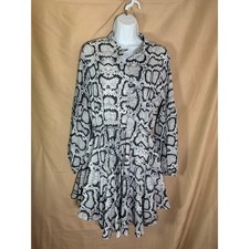 Clarisbelle SnakeskinPrint Mini Dress Womens Medium Black White Excellent Tiered
