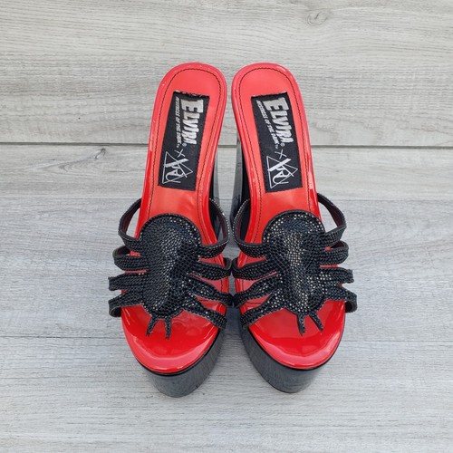 YRU x Elvira Spider Bomba Tacones Plataforma Gótico Rojo Negro Talla 6.5 - Imagen 3 de 23