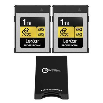 Lexar Gold Pro 1TB CFexpress Type-B Memory Card, 2-Pack, with USB-C Card Reader