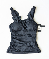 Lauren Ralph Lauren Ruffle Underwire Tankini Top, Black, Women's 10