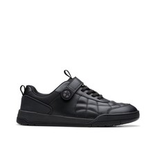 Image of Clarks Boys,Girls,Kids Unisex Laser Cross Youth Black Leather Riptape,School