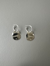 925 Sterling Silver Organic Disc Drop Earrings | Modern Textured Dangle Earrings