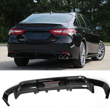 Rear Bumper Diffuser LED Light Carbon Fiber Fit Toyota Camry SE XSE 2018-2024