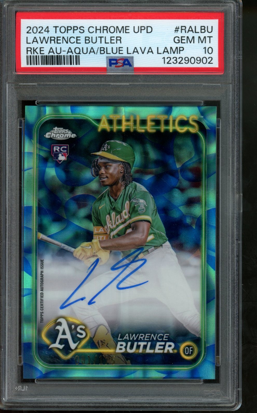 2024 Topps Chrome Lawrence Butler Rookie Aqua Lava Lamp Auto /175 PSA 10