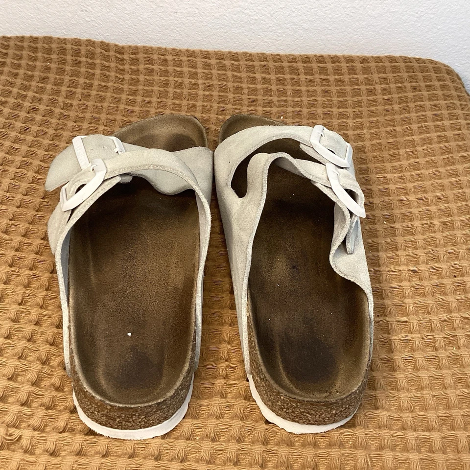 Sandalias Birkenstock Arizona de gamuza de cuero para mujer talla EU 39 US 8 blanco marfil Foto 4 de 4