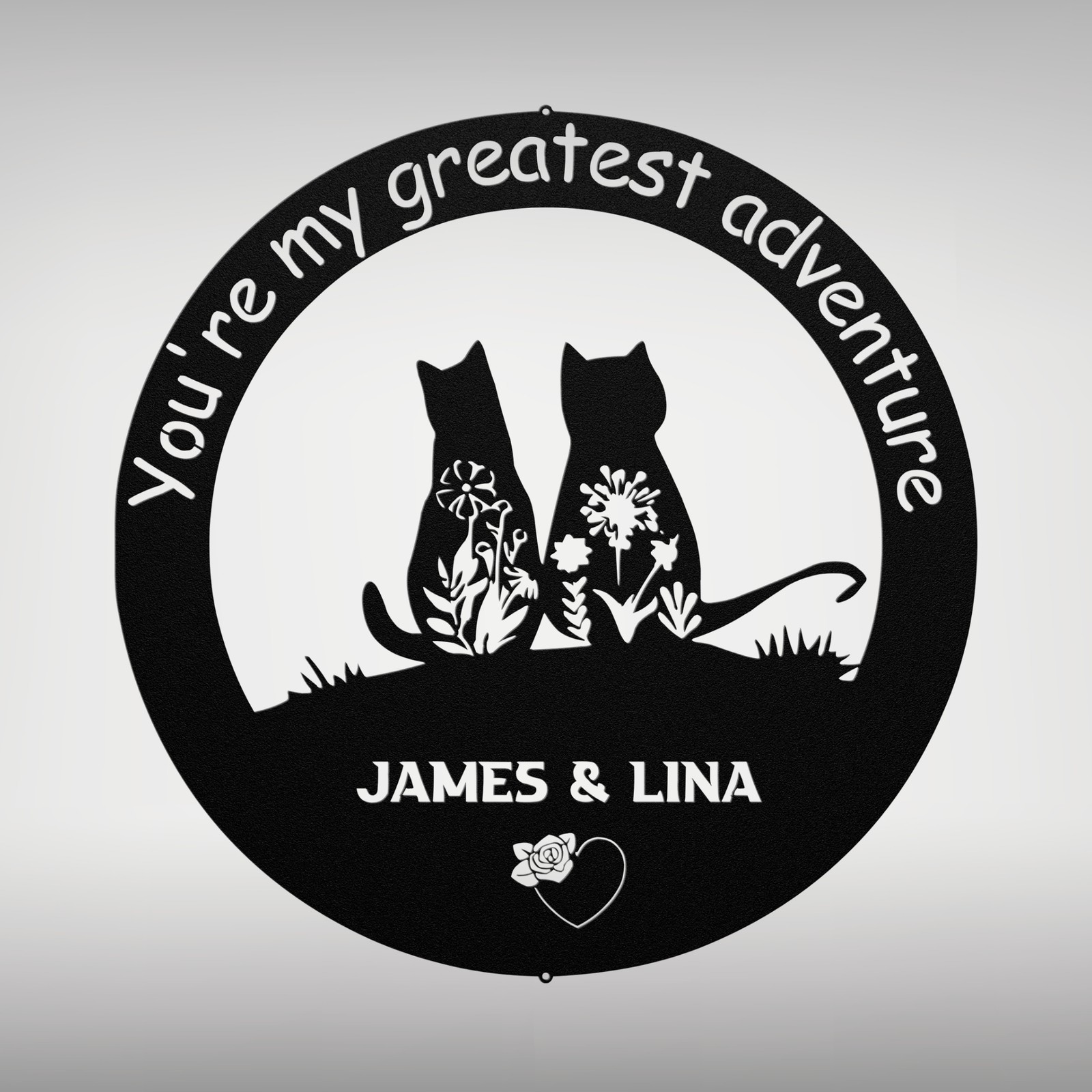 Personalized Couple Cats Metal Sign Custom Couple Gifts Home Decor Signs