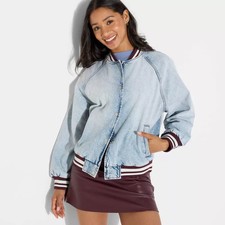 Women's Denim Varsity Jacket - Wild Fable