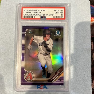 2019 Bowman draft Corbin Carroll Purple Refractor Psa 10