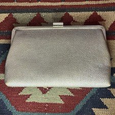 Vintage 60s Silver Vinyl Clutch Purse 6x9.5