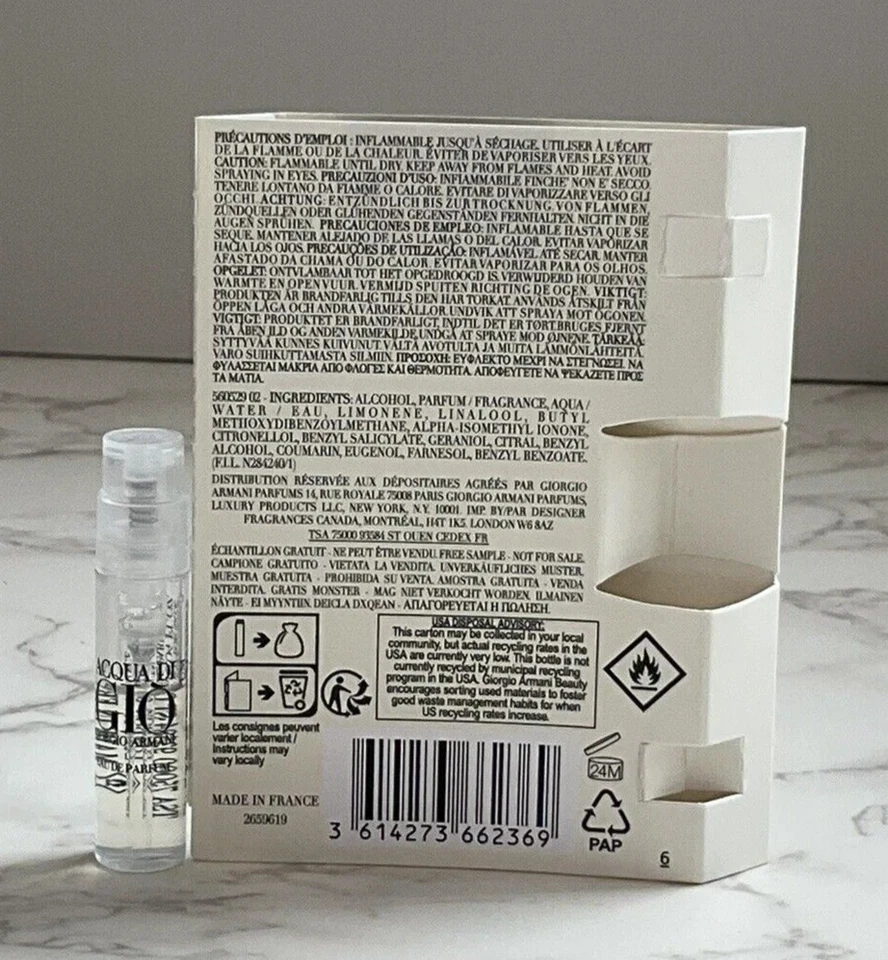 NUEVO GiorgioArmani Acqua Di Gio 0,04 OZ eau de parfum para hombre muestra Foto 2 de 2