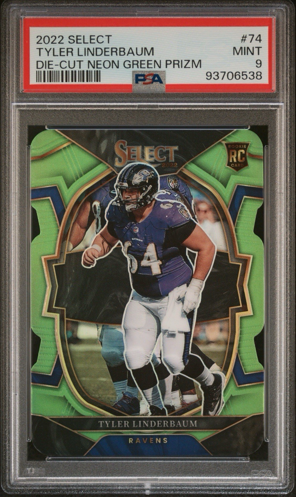 Tyler Linderbaum Panini Select #74 Die-Cut Neon Green