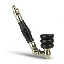 Weedness Smoking Pipe Schräg 10 cm Edle Schwarz Metall-Pfeife Holz-Pfeife Tabak