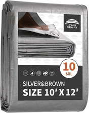 Tarps Heavy Duty Waterproof 10X12 Feet,10Mil Thick Multipurpose Poly Tarp Cover