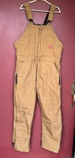 Dickies Men's L Regular Brown Duck Insulated Bib Overalls Quilt Lined Hvyweight
