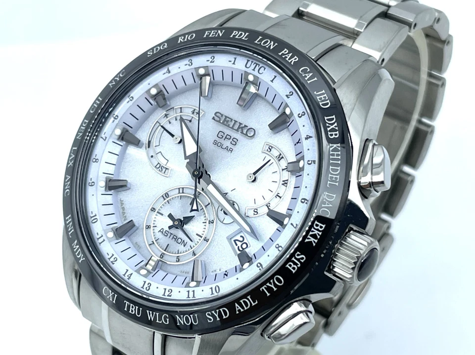 Reloj para hombre casi nuevo Seiko Astron GPS radio onda solar esfera blanca 8X53-0AB0-2 Foto 2 de 4