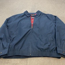 Daniel Cremieux Jacket Mens XL Navy Blue Golf Harrington Plaid Lined Lightweight