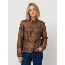 Coldwater Creek Pineapple SZ Small Tapestry Jacquard Jacket Copper Metal Buttons