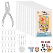 161 Pcs Shrink Paper Keychain Kit - 30 Plastic Sheets for Teens - Plastic Sheets