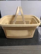 Vintage Almond Rubbermaid 18" Shopping Laundry Basket Carrying Handles 2686 USA