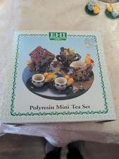 Mini Resin Tea Set, Spring Birds Nest Floral Detailed 10 Pieces