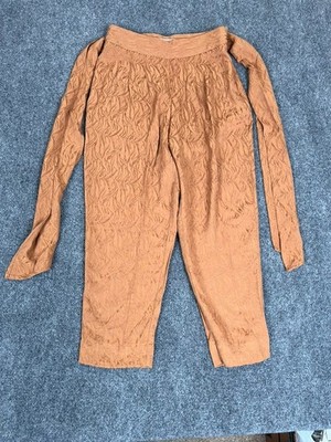 Ett:wa by Anthropologie Aubade Jacquard Pants Gold Brown Womens Size: 4
