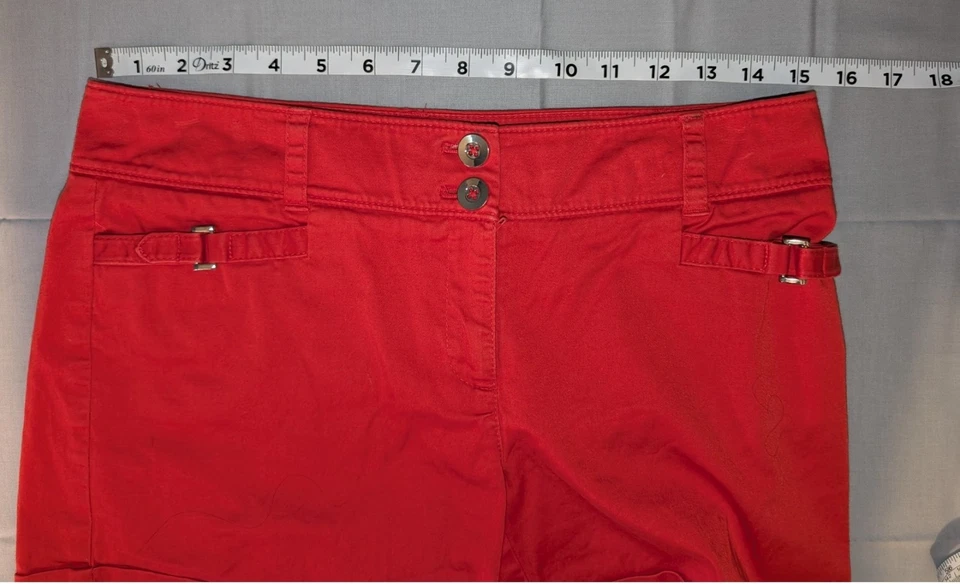 Pantalones cortos para mujer White House Black Market rojos talla 4 bolsillos Foto 3 de 4