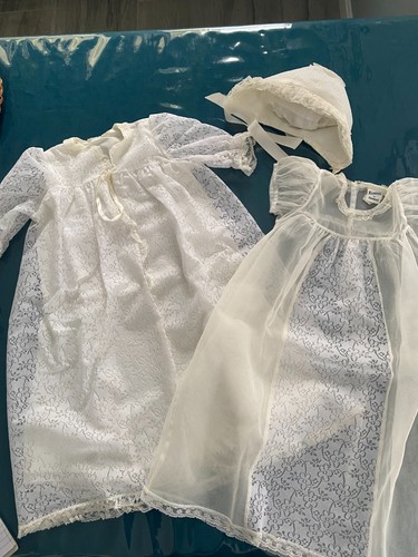 Vintage Christening Dress with Cover and Bonnet in Original Packaging