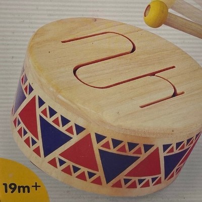 Plan Toys Wooden Solid Drum 6404 Musical Toy 19m Featured on Baby Einstein Video