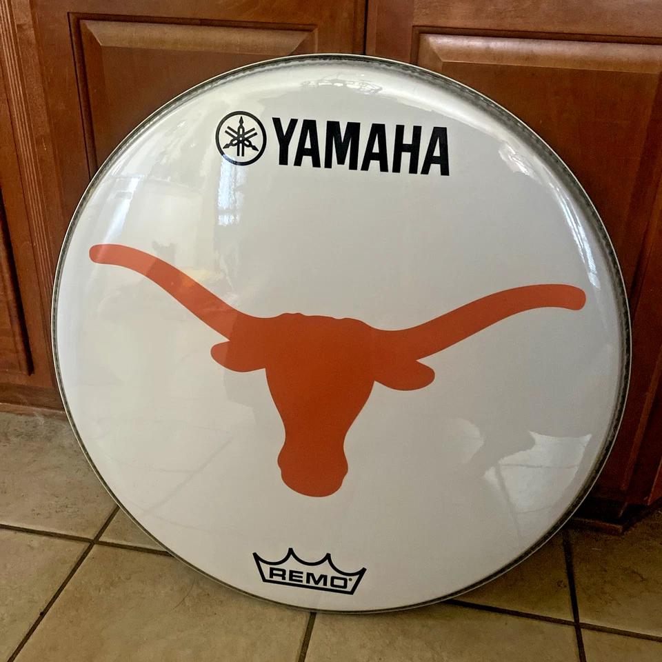 Yamaha Remo ~ Longhorn Logo ~ University of Texas in Austin Drumhead Lid/Cover - Image 2 of 4